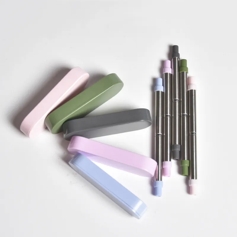 Telescopic Straw Set Stainless Steel Portable Foldable Straw With Brush Box Reusable Drinking Straws Bar Kitchen Party Drink Tool DBC VT1687