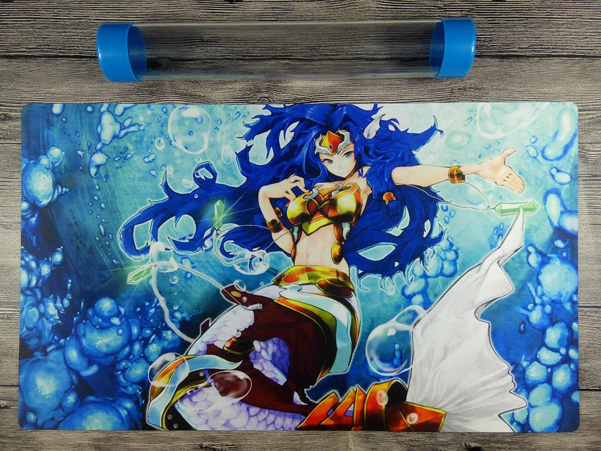 Custom YuGiOh Mermail Abysslinde TCG Playmat with Free Protective