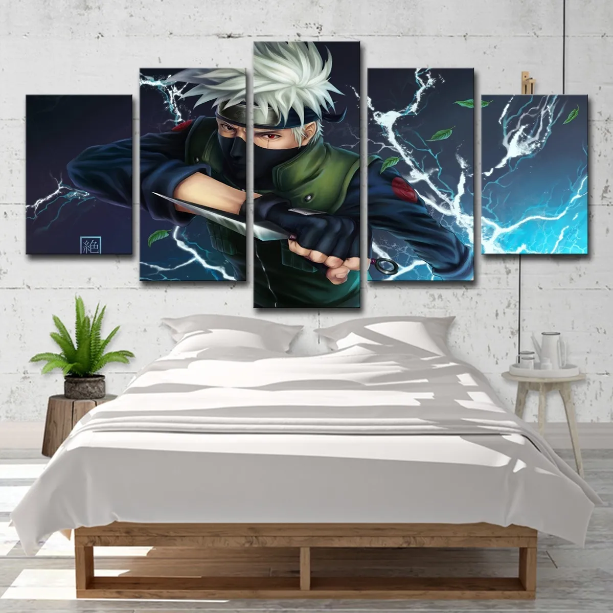 5 Stück HD-gedrucktes Naruto – Kakashi-Charakter-Poster, Wandkunst, HD-Druck, Leinwandgemälde, modische Hängebilder