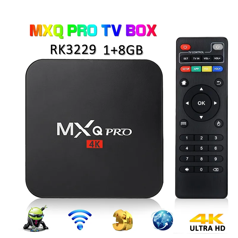 MXQ PRO 1 Go 8 Go 4K Boîte RK3229 Quad Core Android 7.1 Smart Ott TV Set Top Boxes ES