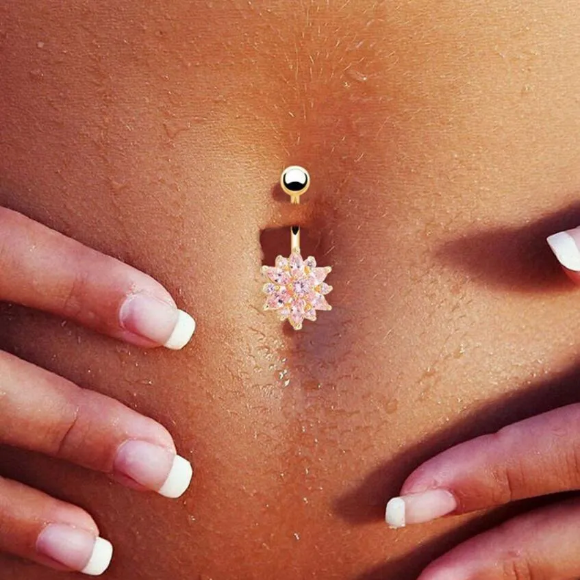 Crystal belly sales button ring