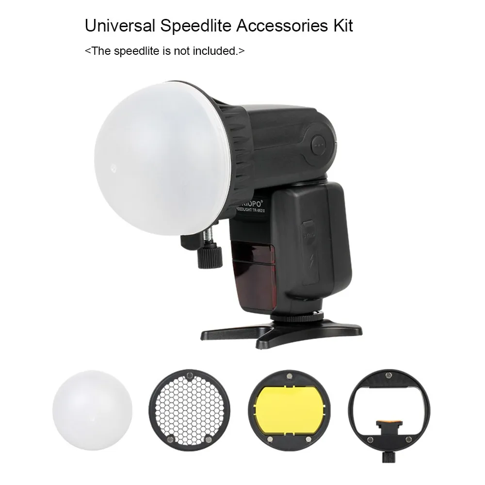 Kit di modifica: Speedlite luce con adattatore di montaggio diffusore sfera Favi Griglia Riflettore Gel filtri per Canon Nikon Sony Godox