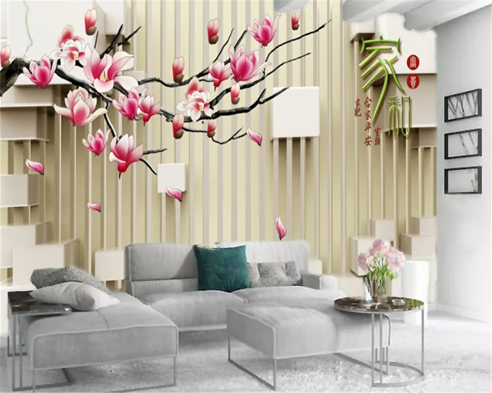 Papier peint à fleurs 3d Fleur de magnolia délicate Personnalisez votre papier peint de décoration d'intérieur atmosphérique haut de gamme préféré