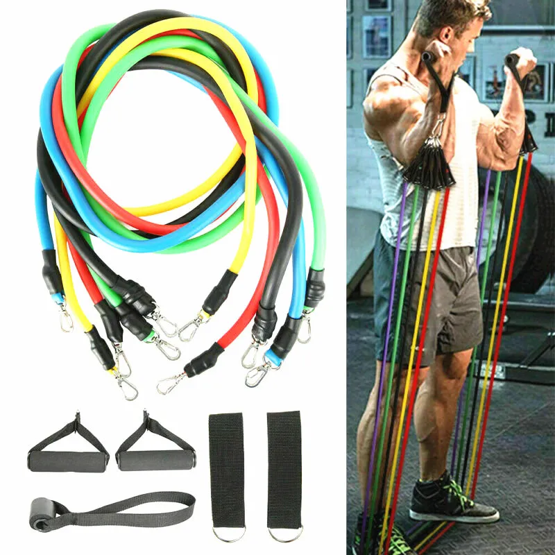 24h Shipping, 11pcs/set Pull Rope Fitness Exercises Resistance Bands Latex Tubes Pedal Excerciser Body Training Workout Elastic Band FY7007