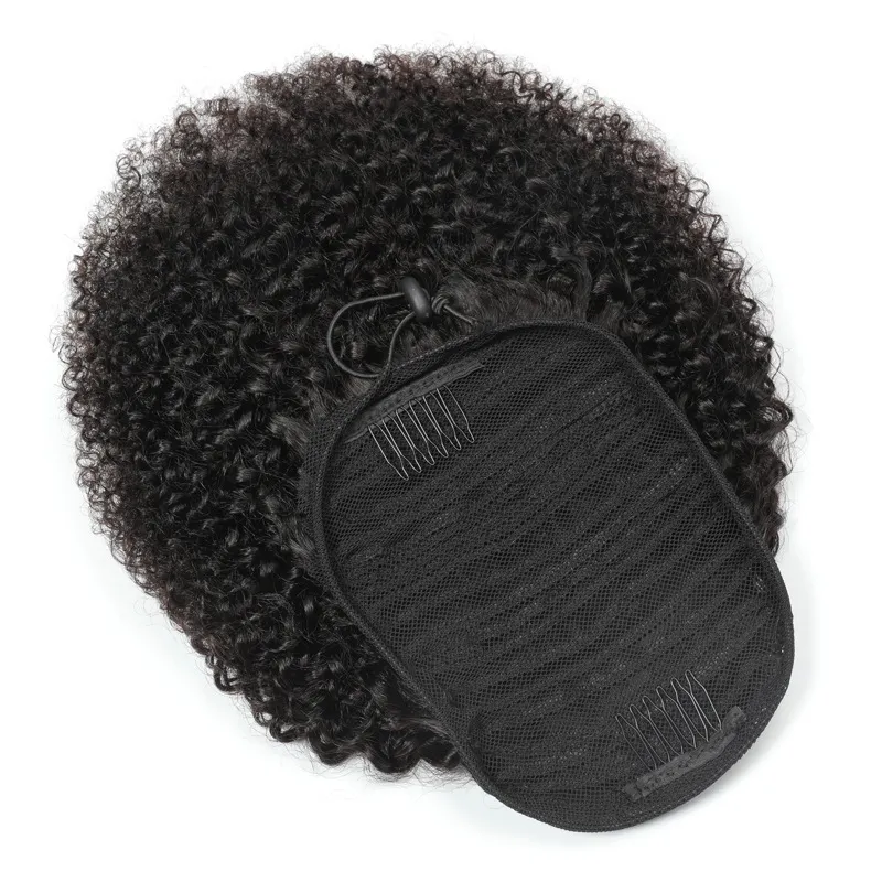 Peruaanse Paardenstaarten Afro Kinky Krullend 100 g/set een stuk Hair Extensions Paardenstaart Krullend Groothandel Maagdelijke Haren 100% Menselijk Haar