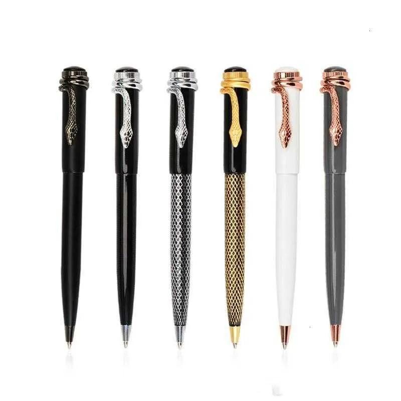 2020 New Design Luxury Pen 6 Color Snake Head Style Metal Ballpoint Pen Creative Gift Magical Pen Fashion School Office Supplies