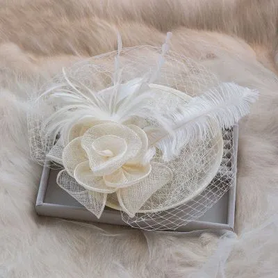 Vintage Lot of 3 Millinery Face Veils Birdcage Net Feather Bow Pom Pom Boxed 1920s Birdcage Veil, French Netting, Bridal Face Veil With  main image 4