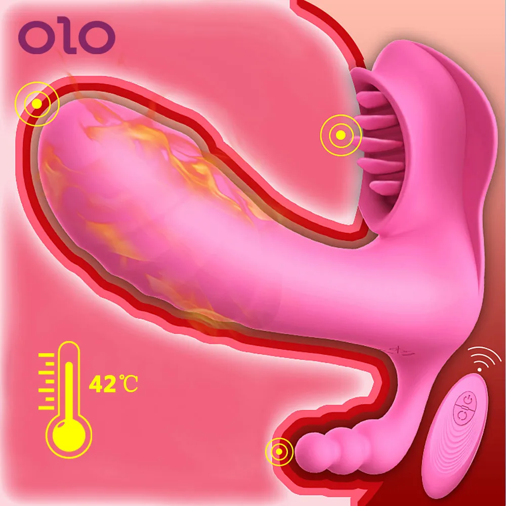 Olo fjäril dildo vibrator trådlös fjärrkontroll klitoris stimulator g-spot massager vagina tunga slickar sexleksak för kvinna mx191228