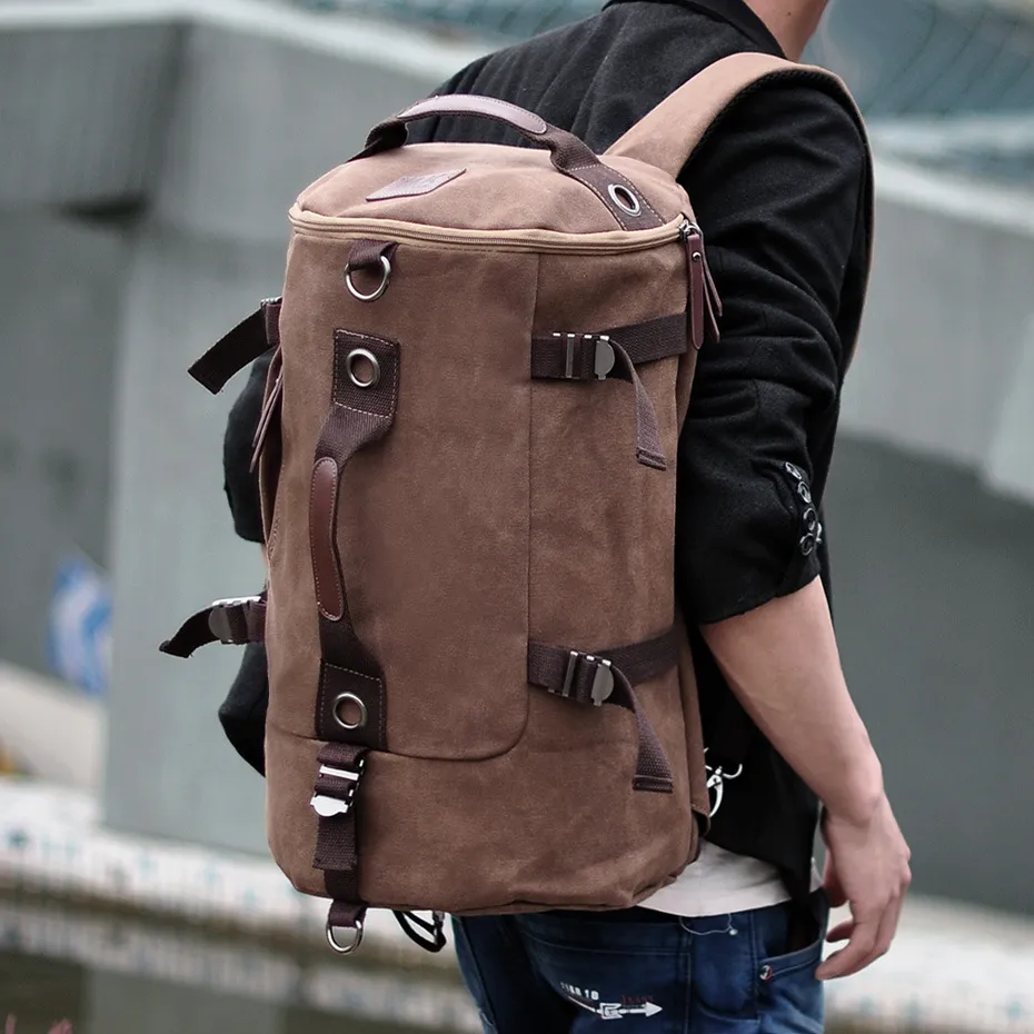 Vintage Canvas Men Holdall Weekend Travel Duffel Bag Backpack