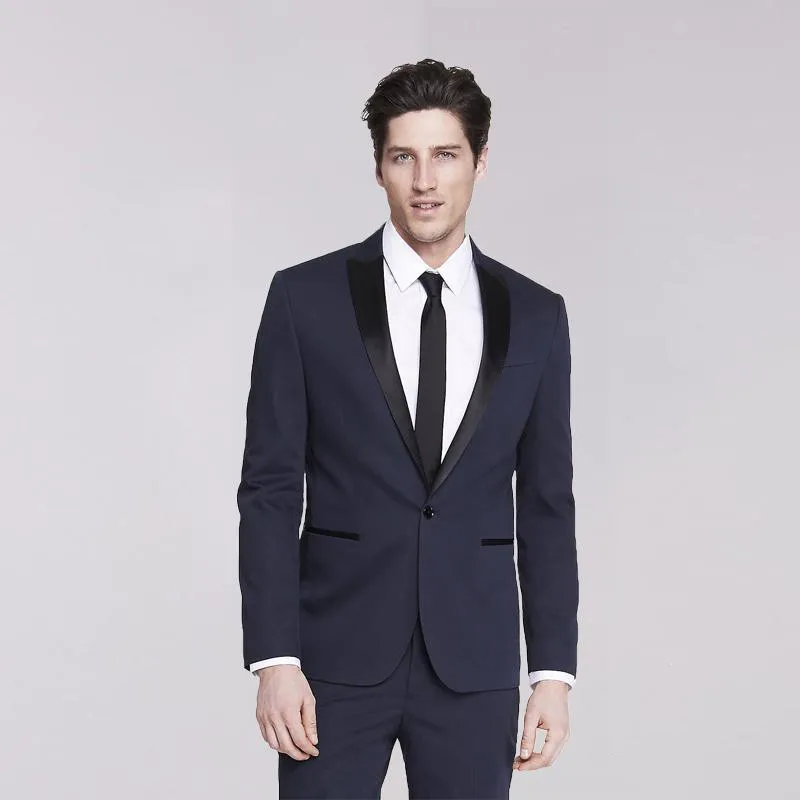 Yakışıklı Bir Düğme Groomsmen Tepe Yaka Damat Smokin Erkek Takım Elbise Düğün / Balo / Akşam Yemeği İyi Adam Blazer (Ceket + Pantolon + Kravat) B13