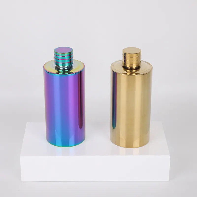 500ML Stainless Steel Hip Flask Colorful Wine Jug Flagon Wine Pot Outdoor Portable Plated Cylinder Shape Hip Flasks GGA2592