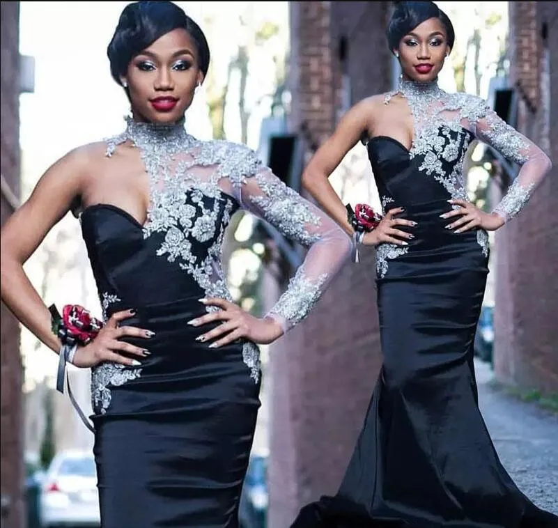 black mermaid prom dress