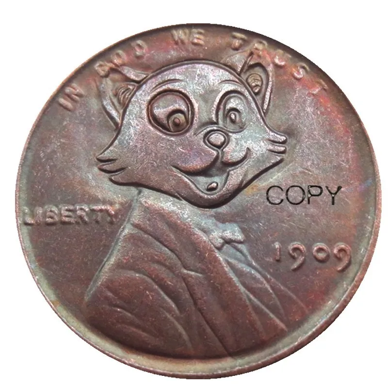 좀비 복사 동전 펜던트 액세서리 동전 골격 두개골에 직면 미국 (05) 호보 니켈 1,909 페니