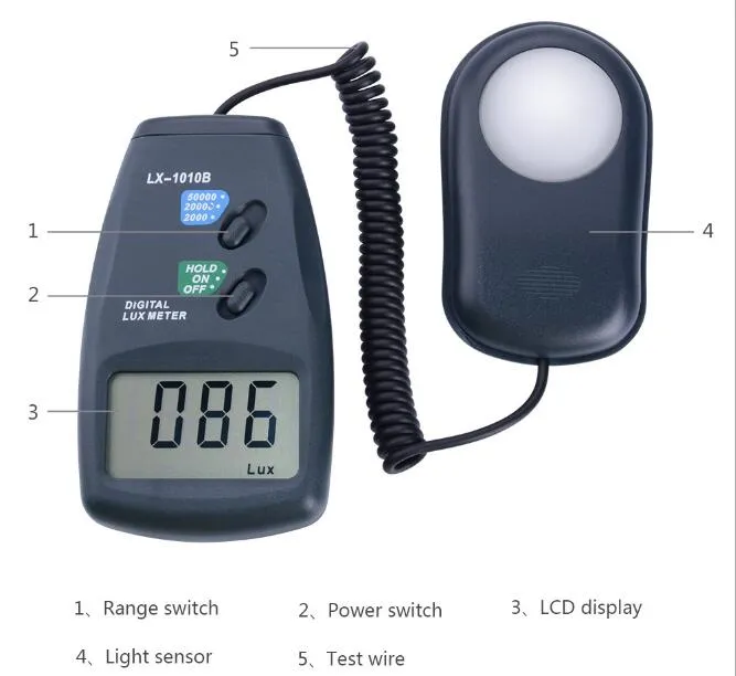 Luxmeter Digital Light Meter Lux Meter Photometer LCD Luxmeter Handheld Illuminometer 100 Pcs