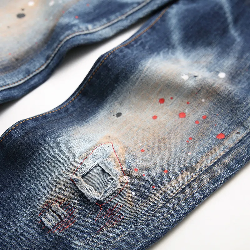 Biker jeans shop paint splatter