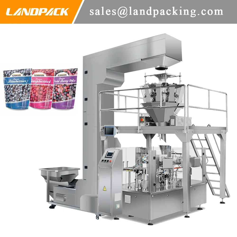 Multifunction Automatic Frozen Berry Frozen Fruit Stand Up Pouch Filling And Sealing Machine