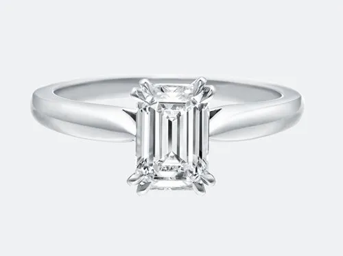 Classic Emerald Cut Moissanite Diamond Single Stone Setting 9K,14K,18K White Gold Certified Ring For Women With A Certificate