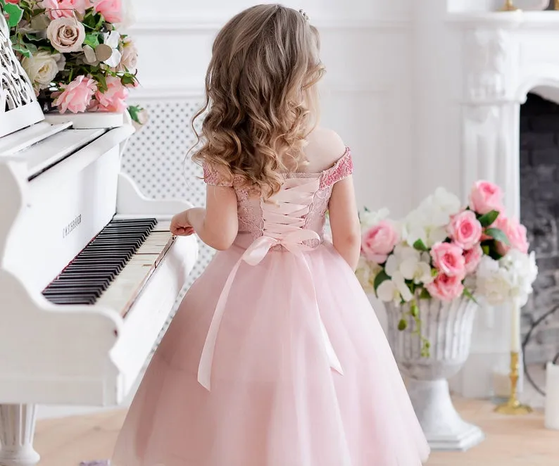 light pink dresses for tweens Light Pink Kids Girls Luxury Birthday Evening Party Long Dress Teen Children Elegant Princess Party Pageant Formal Gown Dress, Pink / 2