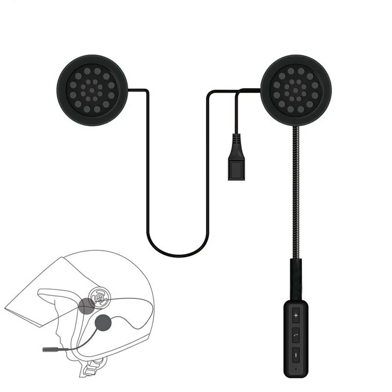 Motor Trådlöst Bluetooth Headset Motorcykel Hjälm Hörlur Hörlurar Högtalar Händer Free Music Call Control Mic Hörlurar för smartphone