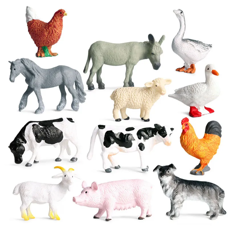 Zoo Animaux Jeux Jouets pour enfants, 12Pcs Animaux Figurine Jouet