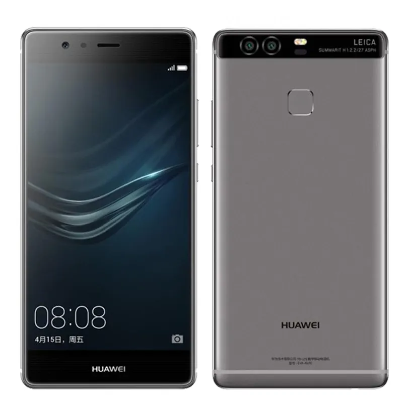 Téléphone portable d'origine Huawei P9 4G LTE 4 Go de RAM 64 Go de ROM Kirin 955 Octa Core Android 5.2 "double arrière 12.0MP identification d'empreintes digitales téléphone portable intelligent