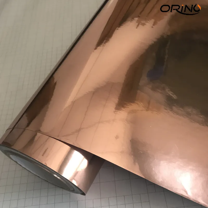 Rose Gold Stretchable Chrome Car Wrap Vinyl With Air Bubble Flexible Vehicle Car Covering Foil Wrapping Size 1 52 20M Roll282R