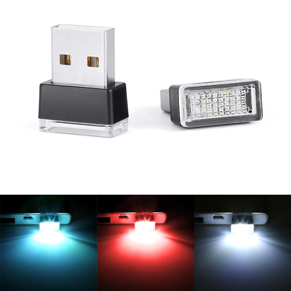 Mini LED Car Light Auto Interior USB Atmosphere Light Plug Decor Lamp Emergency Lighting Car Accessories Universal For PC Portable 7 Colors