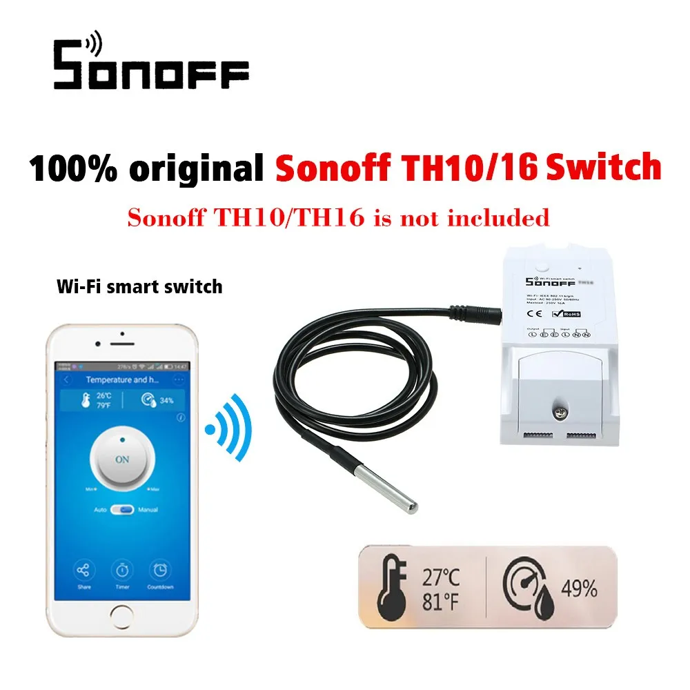 Sonoff ماء DS18B20 استشعار ل sonoff TH10 / TH16 الذكية wifi التبديل اللاسلكية التحكم عن ضوء التبديل رصد الرطوبة