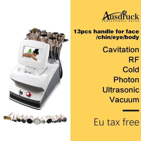 EU TAX FRE 13in1 Ultrasound Cavitation Multipolar RF Radio Frequency Vacuum suction LED photon Skin Care Fat burning weight loss equipment
