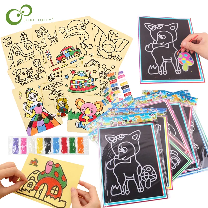 20pcs /セット10個/セットマジックスクラッチアート落書きパッド砂描画カード早期教育学習クリエイティブ教育玩具子供のための玩具