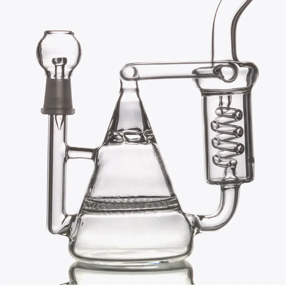 Smoking Accessories Latest Design Pyramid Glass Bong Two Function Honeycomb&Tornado Percolator Spring Recycler Bubbler Oil Rigs Water Pipes