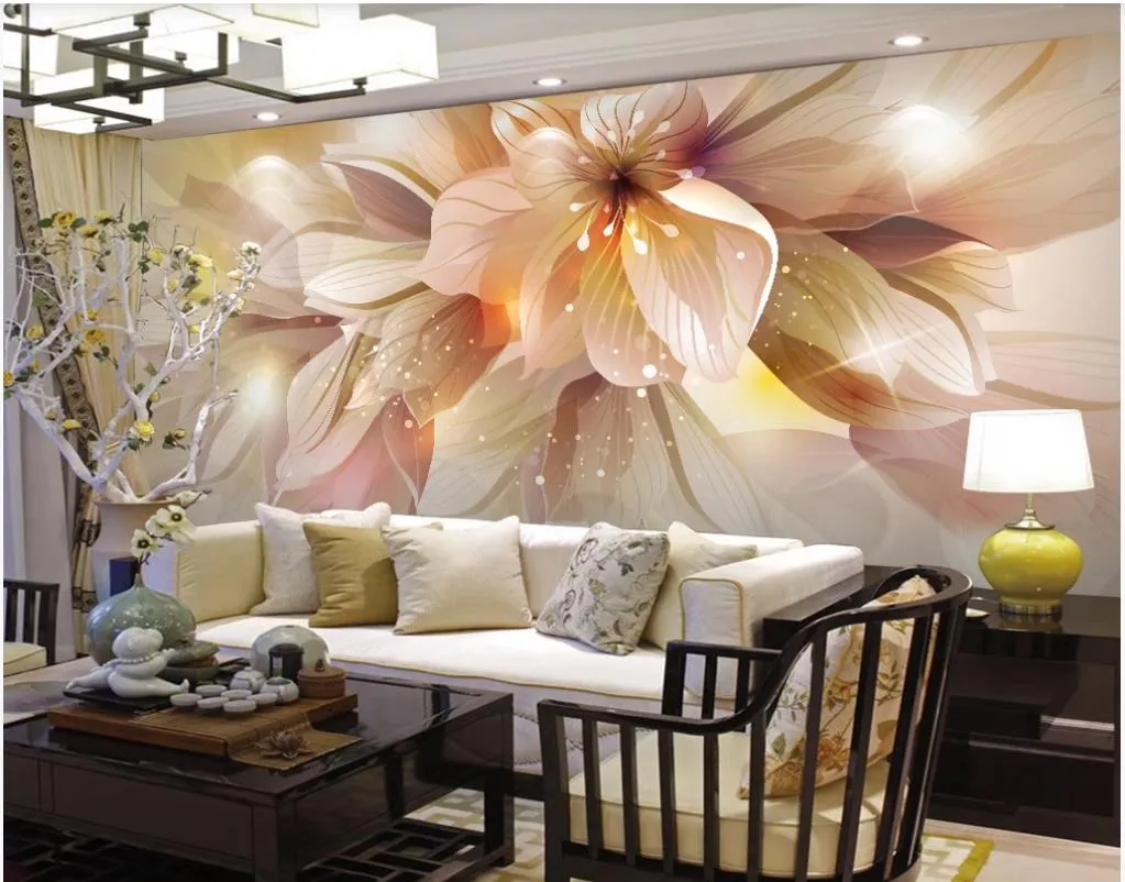 Modern Minimalist Lily Beautiful 3d Flowers Wallpapers For Living Room ...