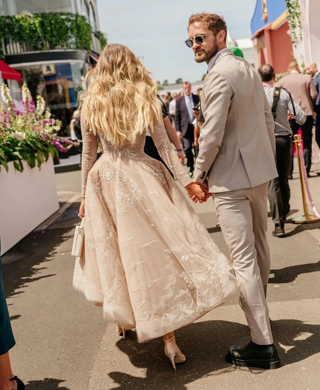 modern wedding dresses 2020 Modern Fit-and-Flare Wedding Dress with Graphic Lace