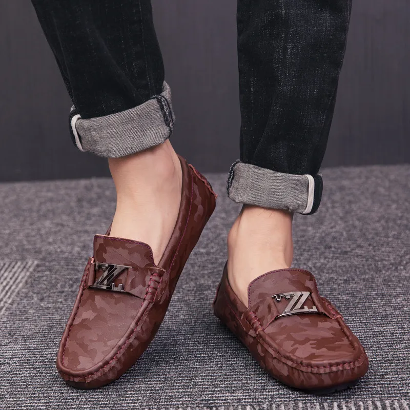 Vente chaude- mocassins en cuir pour hommes chaussures de travail antidérapant doux hommes mocassins en cuir véritable chaussures loisirs confort souffle chaussures pour hommes zy259