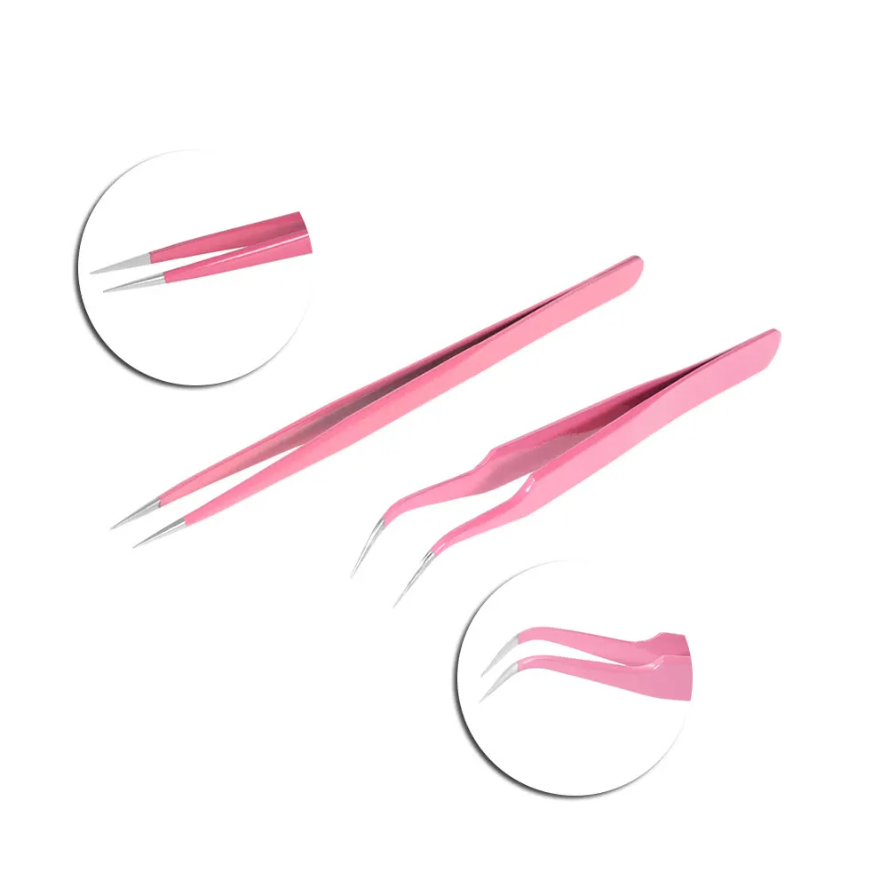 Nail Curved Tweeer Kippers Piezas de pestañas Cortador de uñas de acero inoxidable Scissor Eyebrow Pinzas Herramientas de manicura 2pcs / set