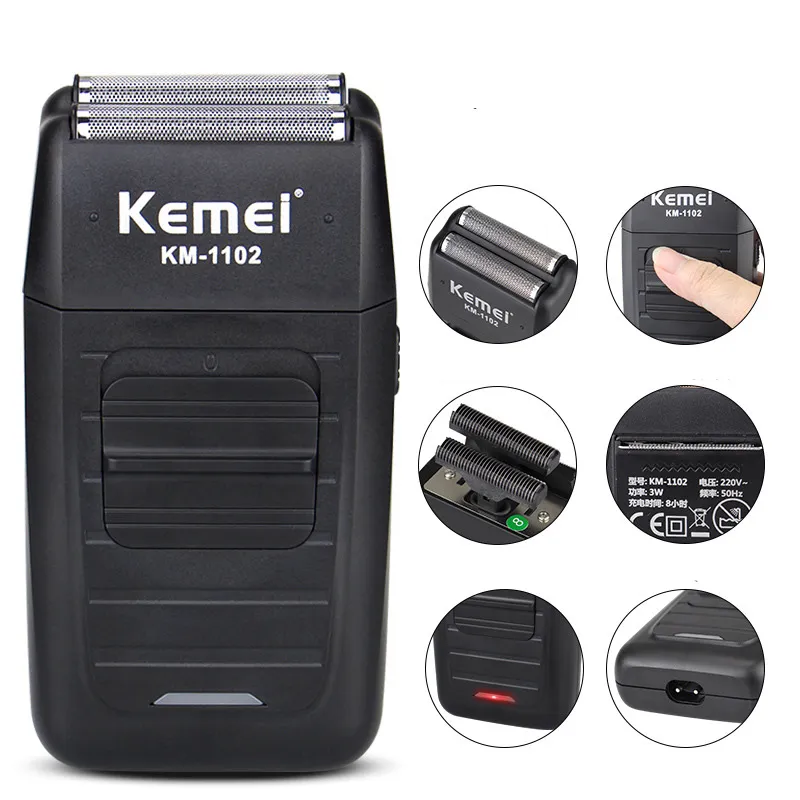 Kemei rasoir électrique rasoir soins du visage multifonction rasoir électrique hommes barbier tondeuse Rechargeable 5