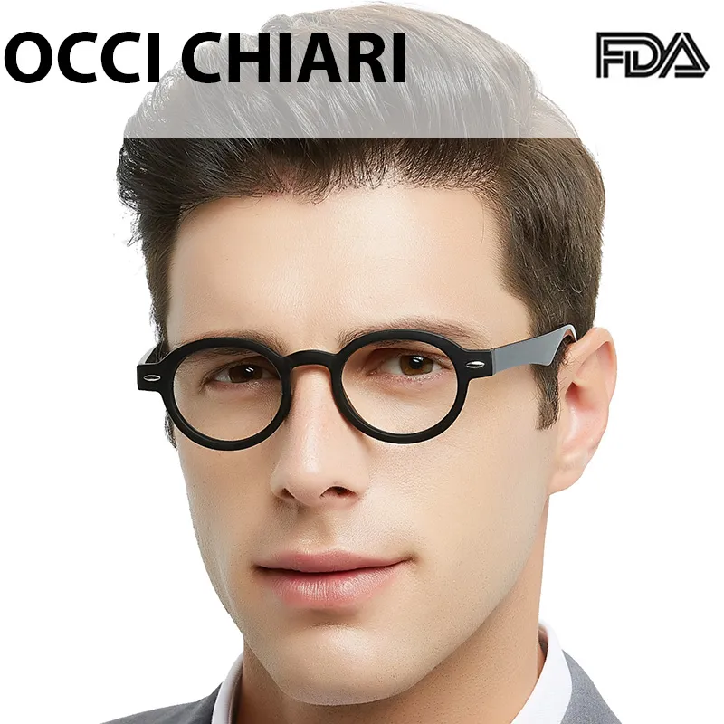 OCCI CHIARI Round Glasses Frame Men Blue Light Glasses Clear Lens Eyeglasses Myopia Computer Eyewear Male Optical Eye Spectacle