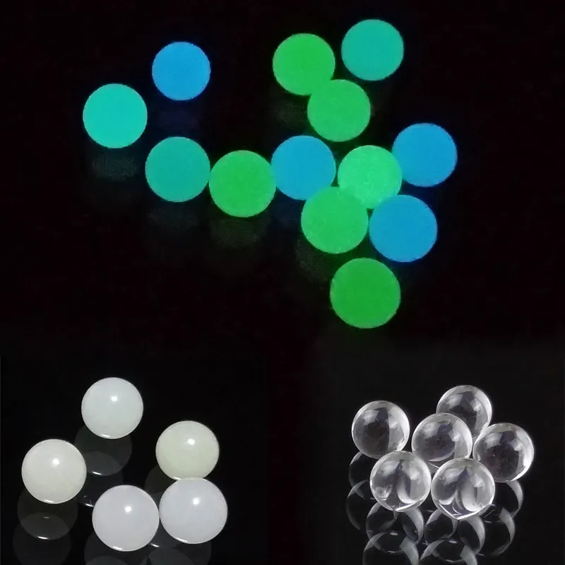 6mm 8mm luminous glowing quartz terp Dab Pearls Balls Beads Insert Blue Green Clear Quartz Pearl for Banger Nails Glass Water Bongs