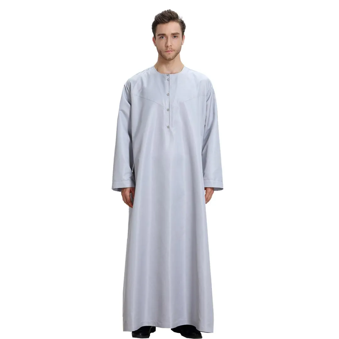 Men Long Sleeve Muslim Jubba Thobe Mid Eastern Arab Robe Dress Solid Plus Size Islamic Clothing Men Thobe Jubba Free Shipping
