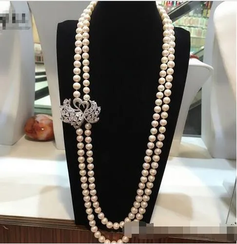 Neuer heißer Verkauf im amerikanischen europäischen Naturstil, 7–8 mm weiße Barockperle, 30-Zoll-Modeschmuck-Halskette