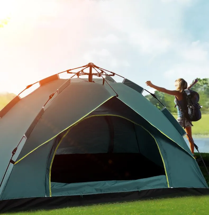 Automatic Camping Tent 1-4 Pessoa Família Tenda colorida Duplo Setup Camada instantâneo Protable exterior Backpacking Tent Para Caminhadas Viagem