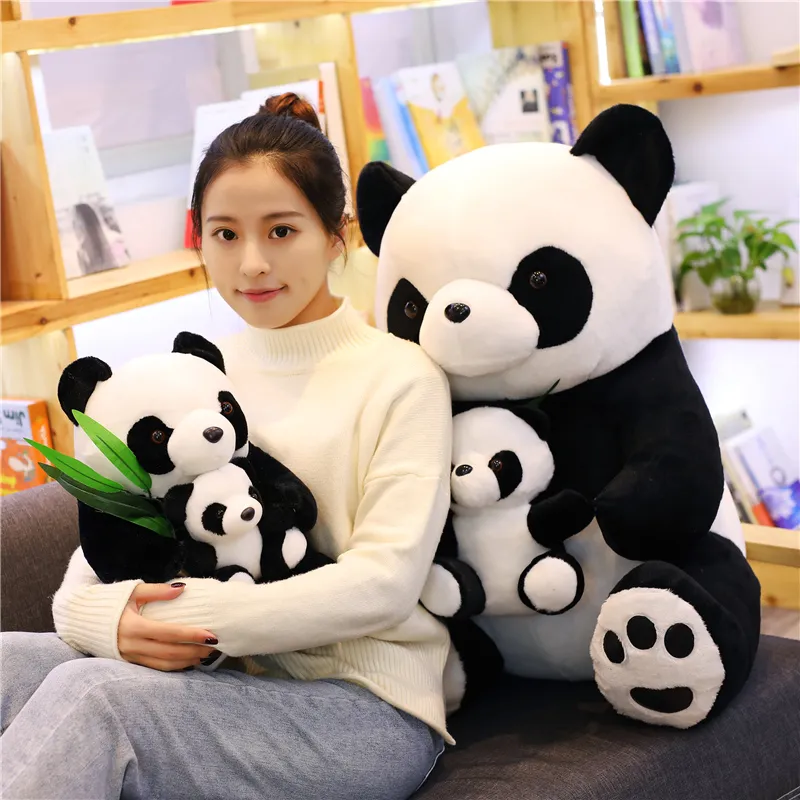 Lovely Vivid Animal Panda Plush Toy Giant Cute Bamboo Pandas Doll Fat Bear  Pillow for Children Gift Deco 28inch 70cm DY50663