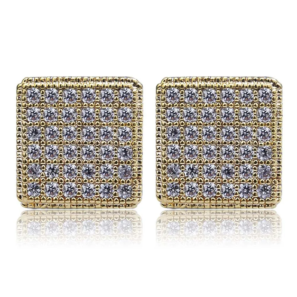 Fashion- and European hip hop hipster men's square earrings with zircon wholesale earrings
