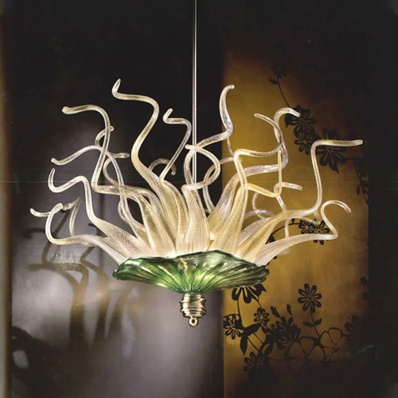 Murano Lamps Flower Chandeliers Lighting LED Hand Blown Glass Pendant Light 24 Inches 110-240V Modern Chandelier for Bedroom Home Decoration
