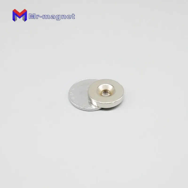 200pcs 둥근 직경 20mm4mm 구멍 5mm 자석 희토류 NdFeb 네오디뮴 자기 카운터 싱크 2045mm 강한 자석 20x4x5