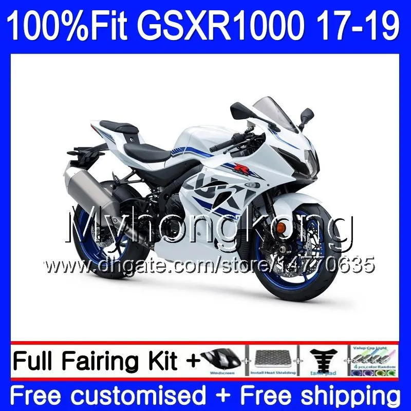 Iniezione per SUZUKI GSX-R1000 GSXR-1000 K17 GSXR 1000 17 18 19 331HM.1 Bianco lucido caldo GSX R1000 L7 L8 GSXR1000 2017 2018 2019 Carene