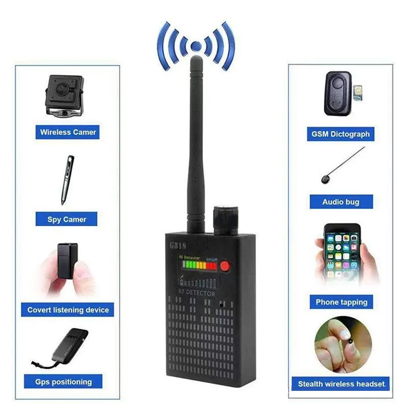 Detector de mano G318 Detector de señal RF inalámbrico Detector de señal CDMA Detector de alta sensibilidad Lente de la cámara / Localizador GPS Buscador de dispositivos
