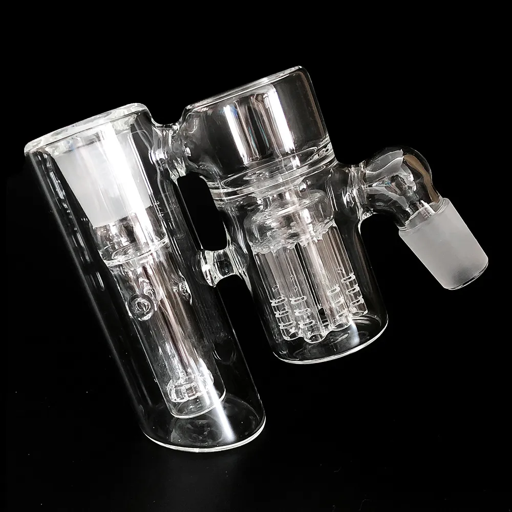 Claro Grueso doble perc cenicero vidrio tuberías de agua cenicero 8 brazos árbol Cámara Preenfriador Reciclador embriagador soplado 14 mm 18 mm dab bongs accesorio de humo