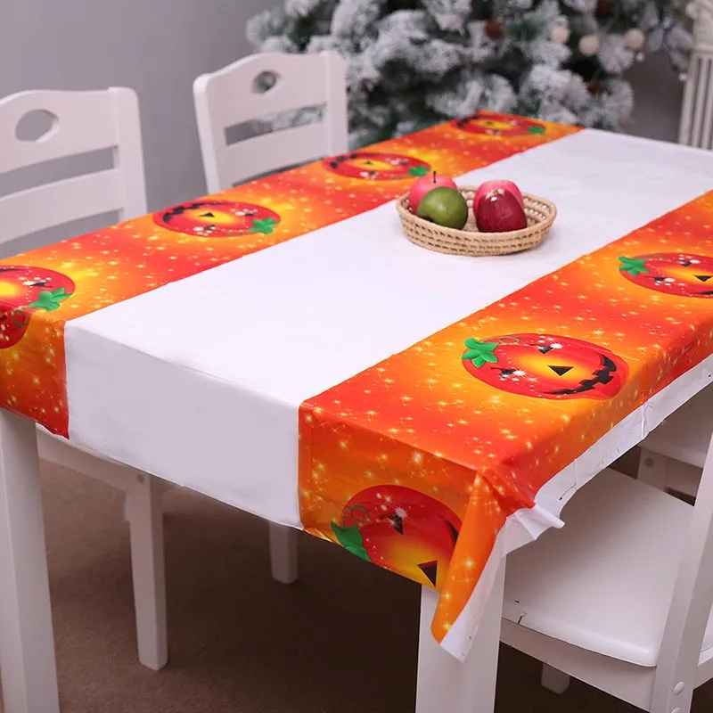 Halloween decoraties rechthoekige woonkamer tafelkleden halloween pompoen bot waterdichte pe tafelkleed hete verkoop