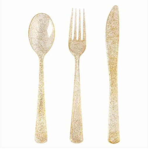 Grossistnivå 2019 300 PC Plastic Silverware Disposable Party Plastic Pature Set 100 Gafflar 100 Plastknivar 100 Skedar